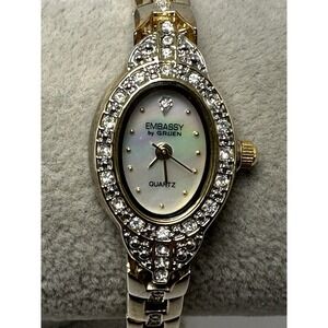 Embassy By Gruen GEM406 New Battery Ladies MOP Watch 18MM‎ 7" K35